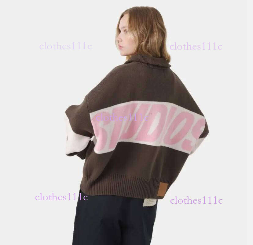 American Retro Harajuku Casual Warm Double Zipper Cardigan Women Hip-Hop Streetwear High Street Letter Embroidered Sweater Men