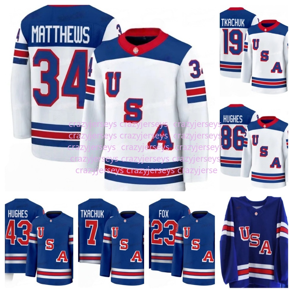Custom Team Name USA 2026 national Hockey Jerseys Matthew Tkachuk Matthew Jake Guentzel Brady Tkachuk Jack Hughes Adam Fox Hellebuyck Quinn Hughes Women Youth