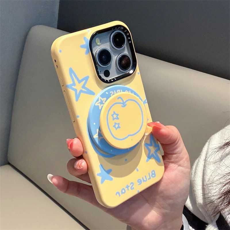 Korean Line Star Cute Magnetic Case For iPhone 16 Pro 15 12 14 13 Pro Max Cover with Stand Holder Phone Case for H251203