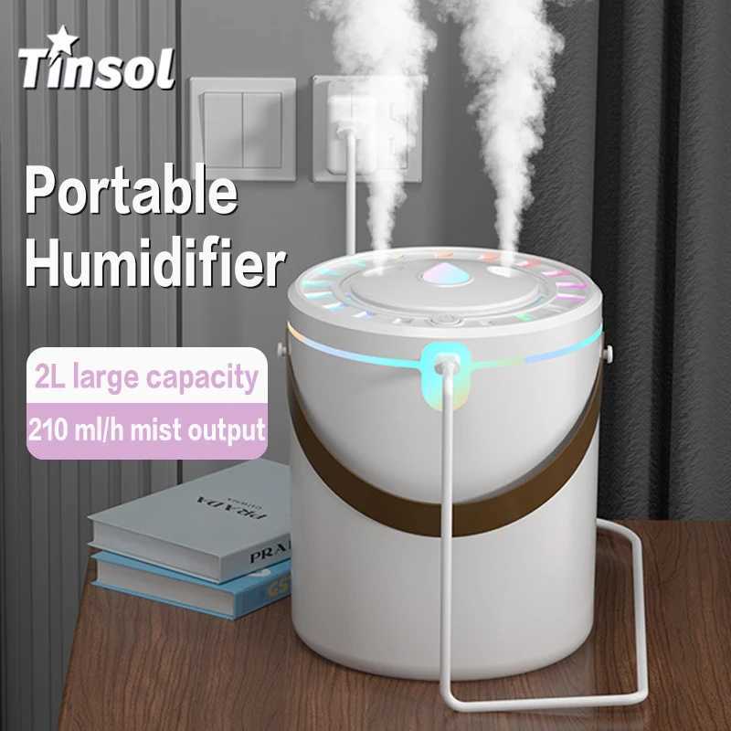 TINSOL New 2L Portable Humidifier with Dual-Core Spray Technology Type-C Charging Aratherapy Diffuser with Ambient Lighting C251204