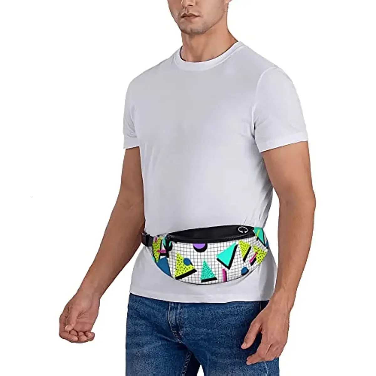 Retro Style 80s 90s Memphis Style Design Fanny Pack for Men and Women Adjustable Casual Waist Bag for Traveling Hiking CyclingT251204