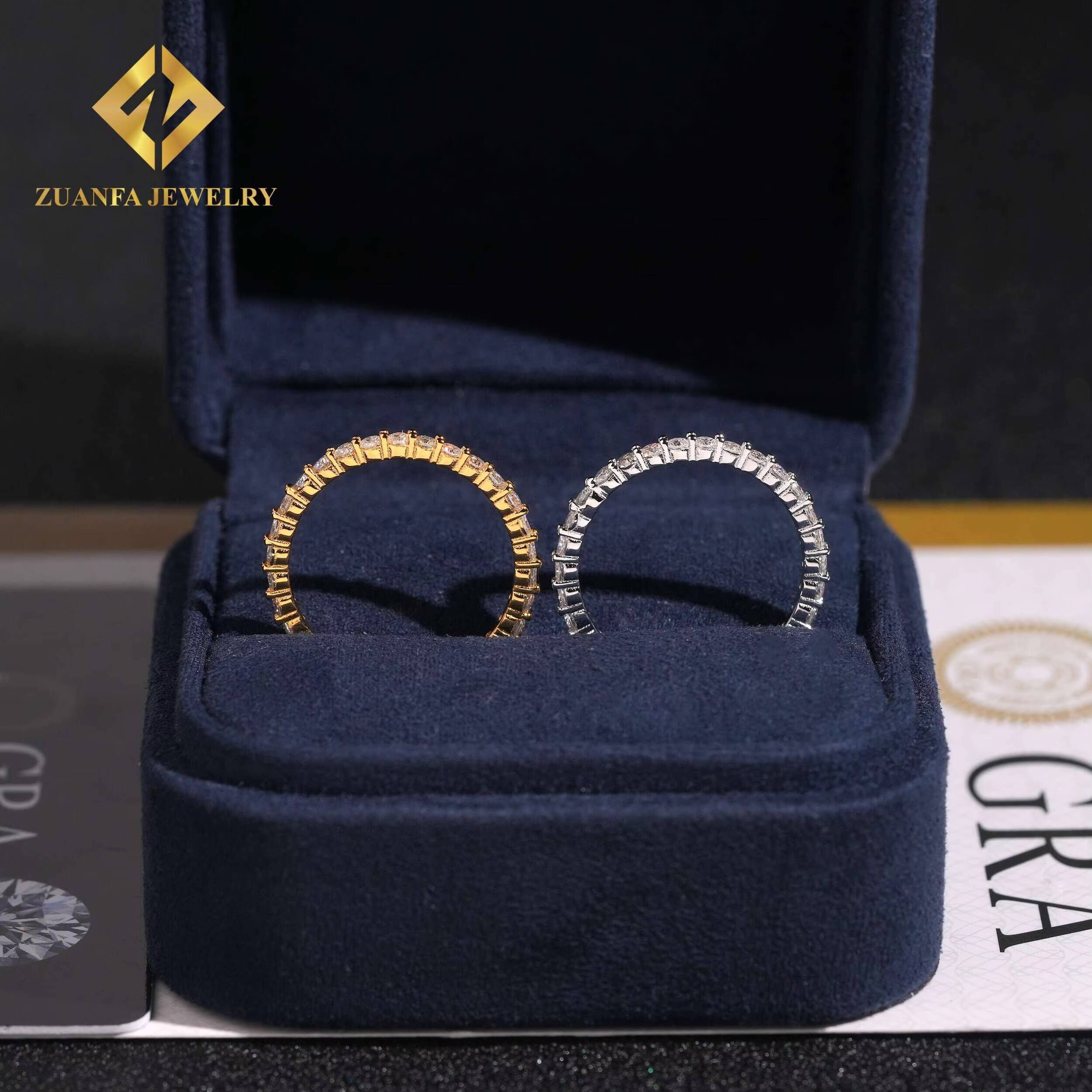 S925 Sterling Silver Moissanite Ring Eternity Wedding Bands Engagement Round Diamond 20mm Rings Jewelry Women