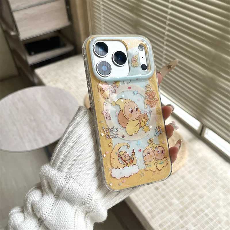 Kawaii Cute Cartoon Star Magnetic Phone Case For iPhone 17 Pro 14 15 16 Pro Max Cover with Stand For Cases For 16P H251203