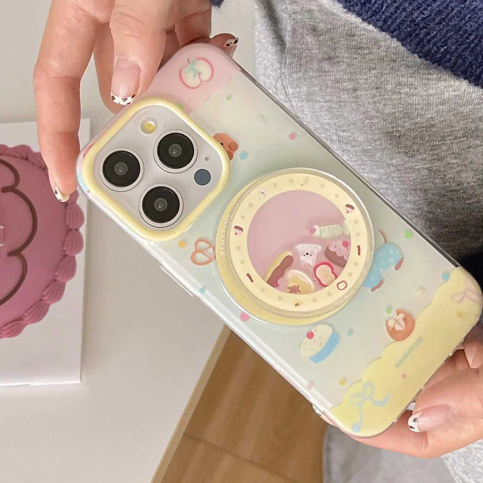 Cool magnetic stand holder ins candy colorf dog cute cartoon phone case for iPhone 13 14 15 prax 16 pro max cover H251203