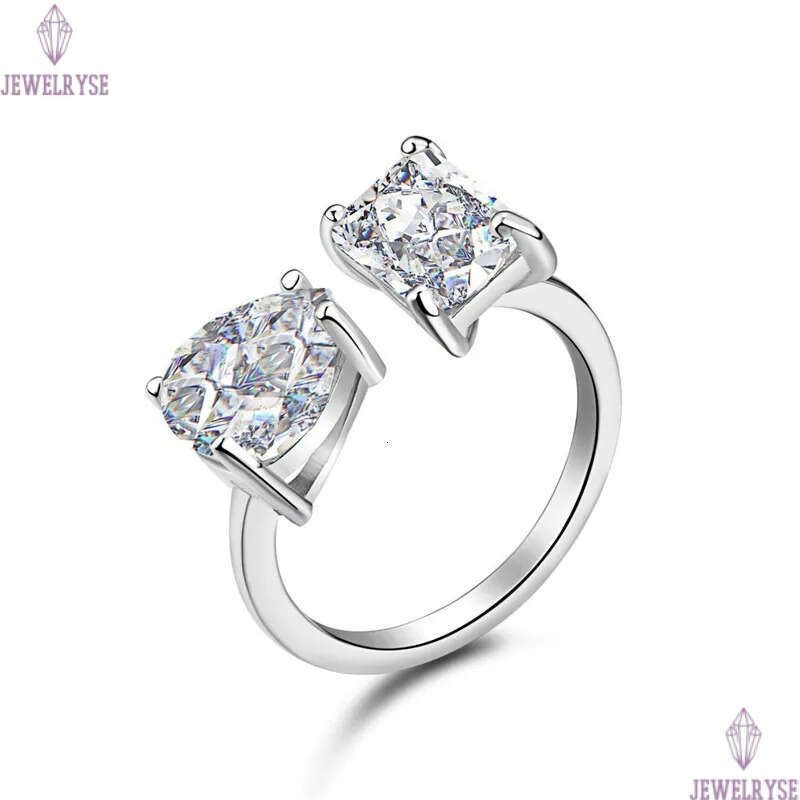 luxury wed open designer for woman party 925 sterling silver white pink 5A zircona square drop diamond love wedding engagement ring womens jewelry gif