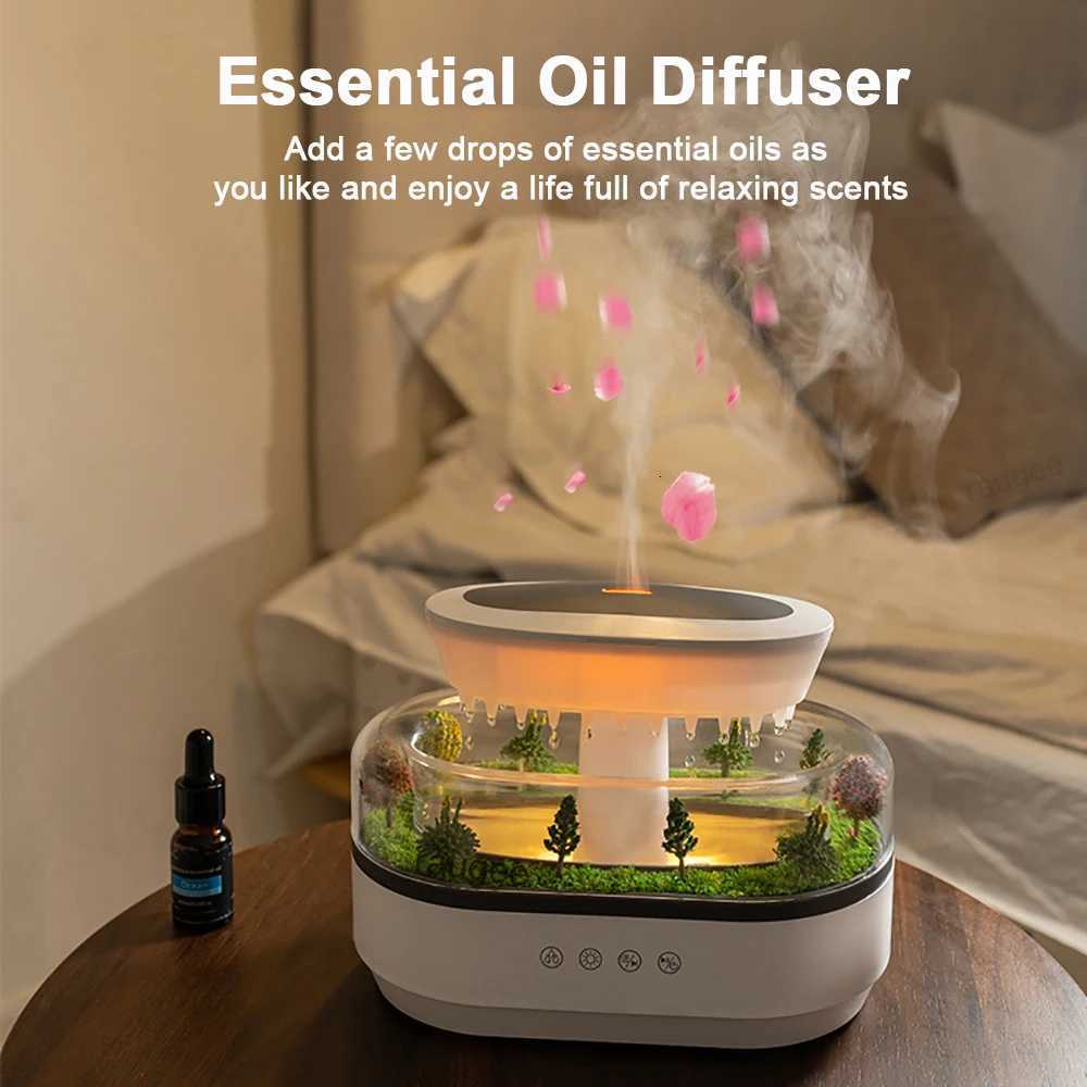 Ara Humidifier Raindrop Air Humidifier Colorf Light White Noise Essemtial Oil Diffuser He trasonic Fragrance Diffuser C251204