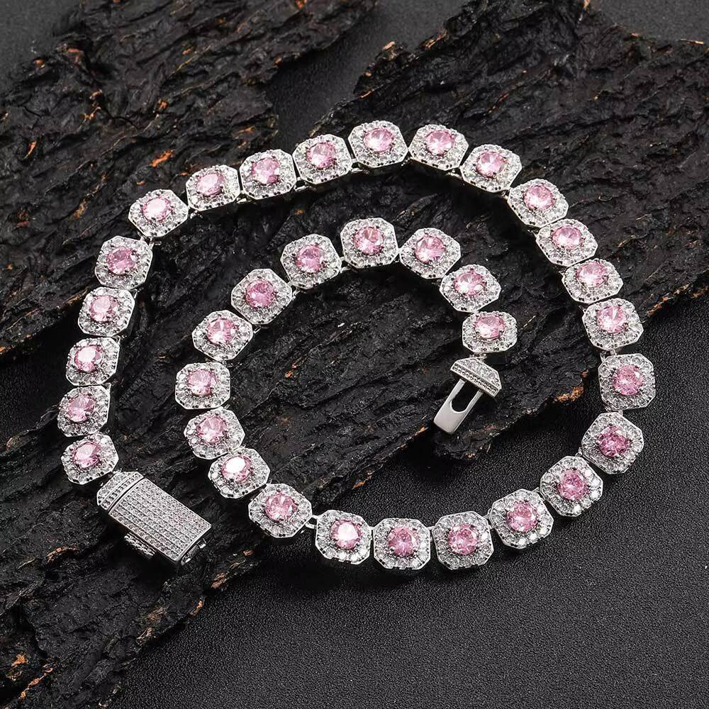 VS D Diamond Tennis Chain Necklace 925 Sterling Silver Diamond Necklace Lab Grown Ruby Gemstone Necklace Factory Wholesale