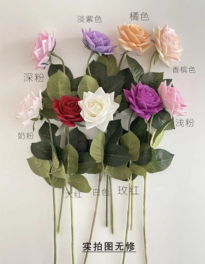 5pcs/lot Artificial Flowers Moisturizing Rose Touch Realistic Simation Flower Wedding Vntines Day Gift Fake Flowers H251204