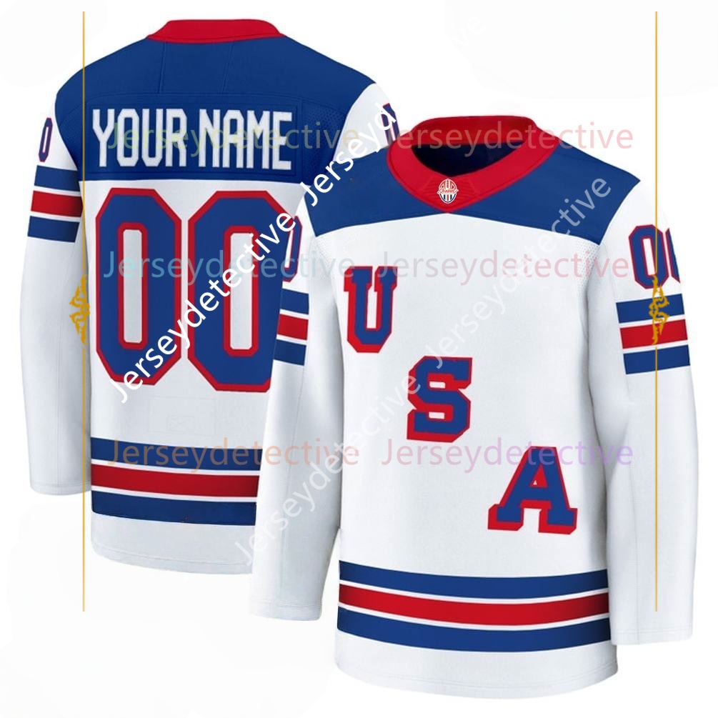 2026 USA Hockey Jersey Miller Hughes Matthew Tkachuk Jason Robertson Larkins Thompson Werenski Caufield Eichel Clayton Keller Custom Stitched