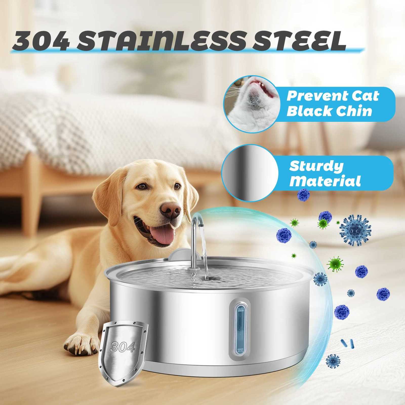 8L Large Capacity Stainless Steel Cat Water FountainPet Water Dispenser With FilterDog Drinking Fountain For Cats M251204 - view 4
