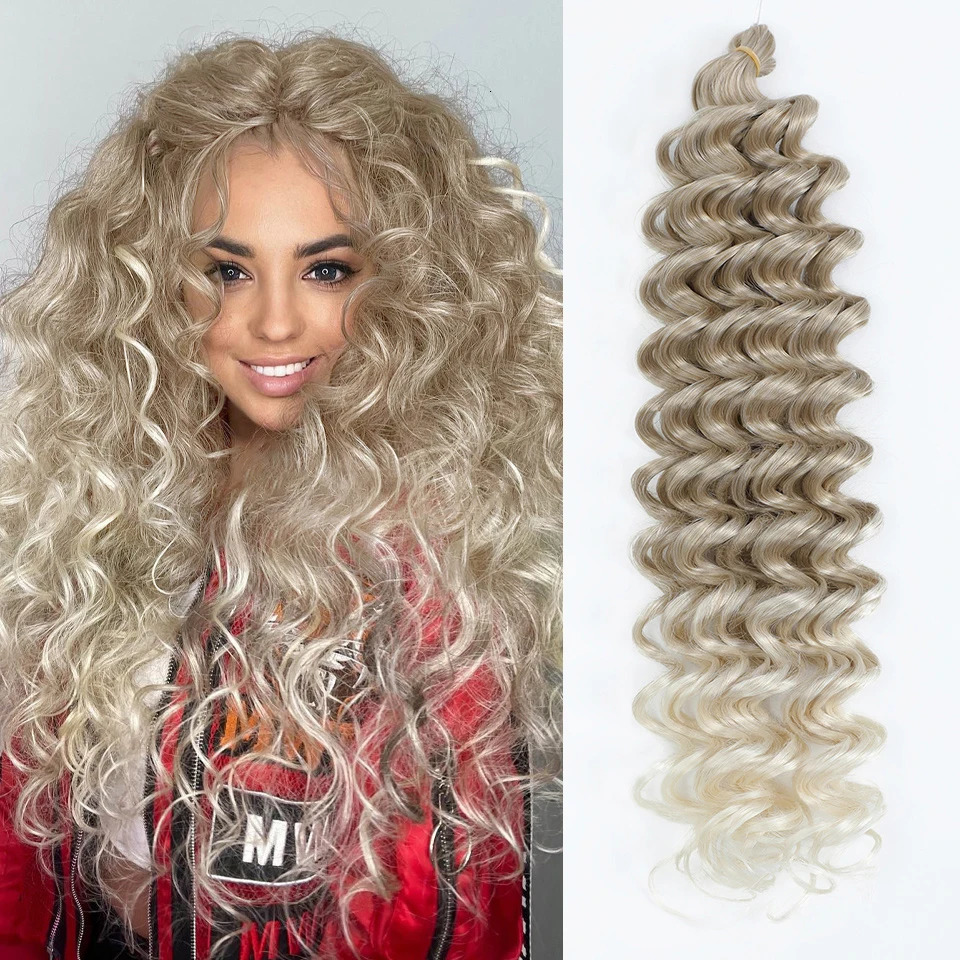 Burgundy Deep Wavy Twist Braiding Hair Extensions For Women 24Inch Synthetic African Curls Water Wave Crochet Braids Ombre Brown 251129