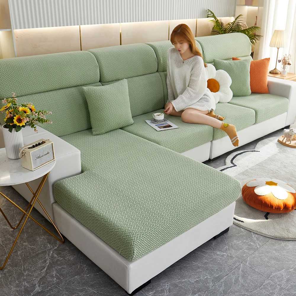 1pc Jacquard Sofa Slipcover Twill Pattern Elastic Sofa Covers Furniture Protector for Bedroom Office Living Room Home Decor M251204 - view 7