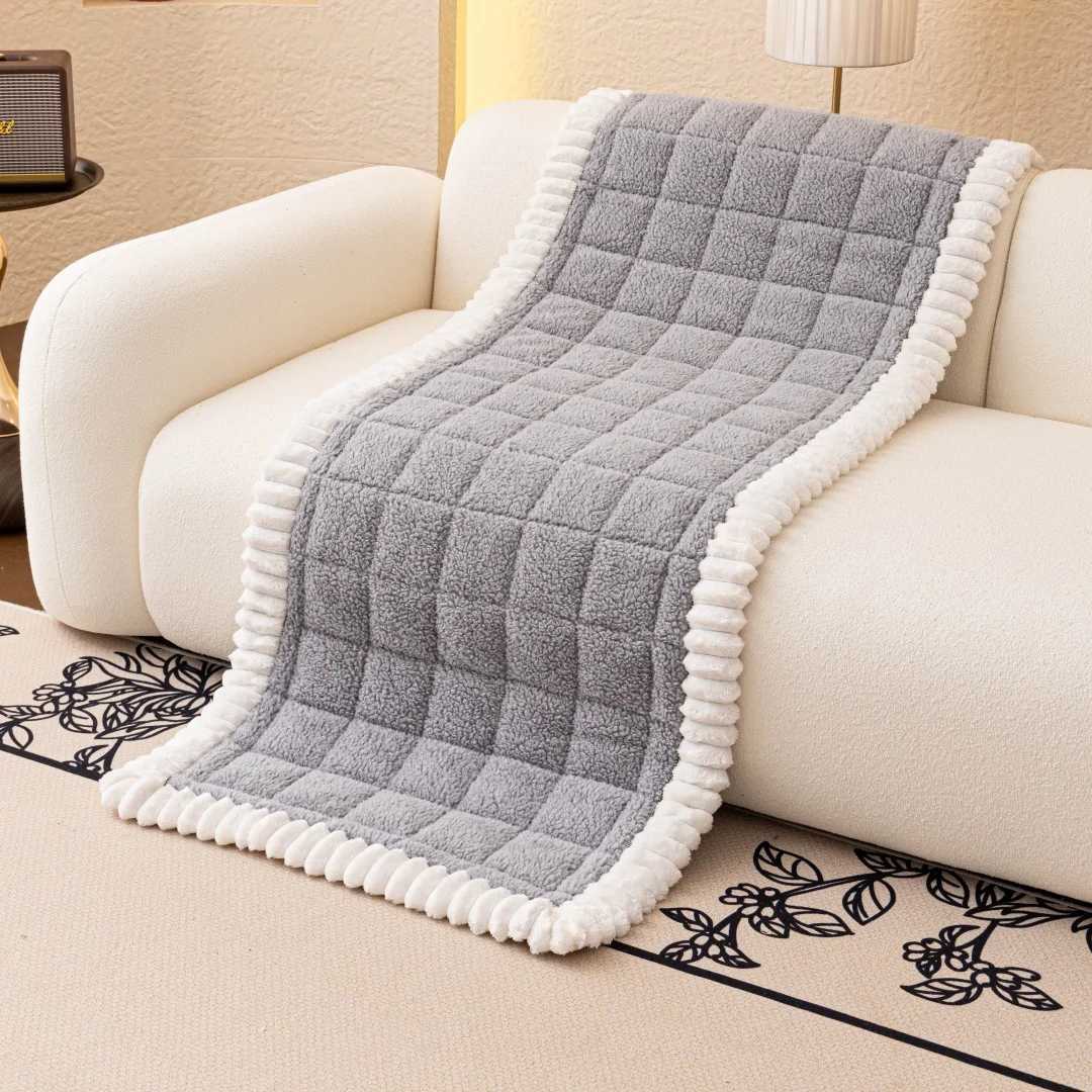 Plush Sherpa Thickened Quilted Anti-Slip Sofa Cover Soft Modern Design for Living Room Non-Slip Furniture Protection Towel M251204 - view 6