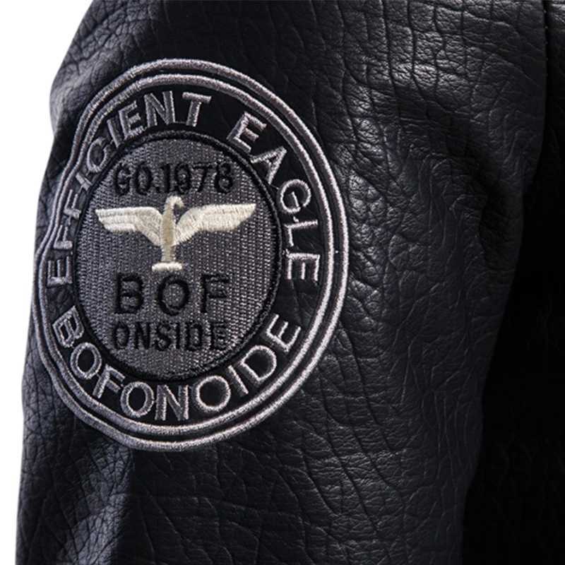 TRAF 2024 Autumn/Winter New Mens Leather Pilot Leather Jacket Mens Korean Version Embroidered Motorcycle Mens Leather JacketT251204