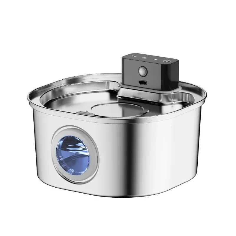 32L Wireless Cat Water Fountain Automatic Sensor Stainless Steel Cat Dog Water Fountain Dispenser Multiple Pet Drinking Bowls M251204