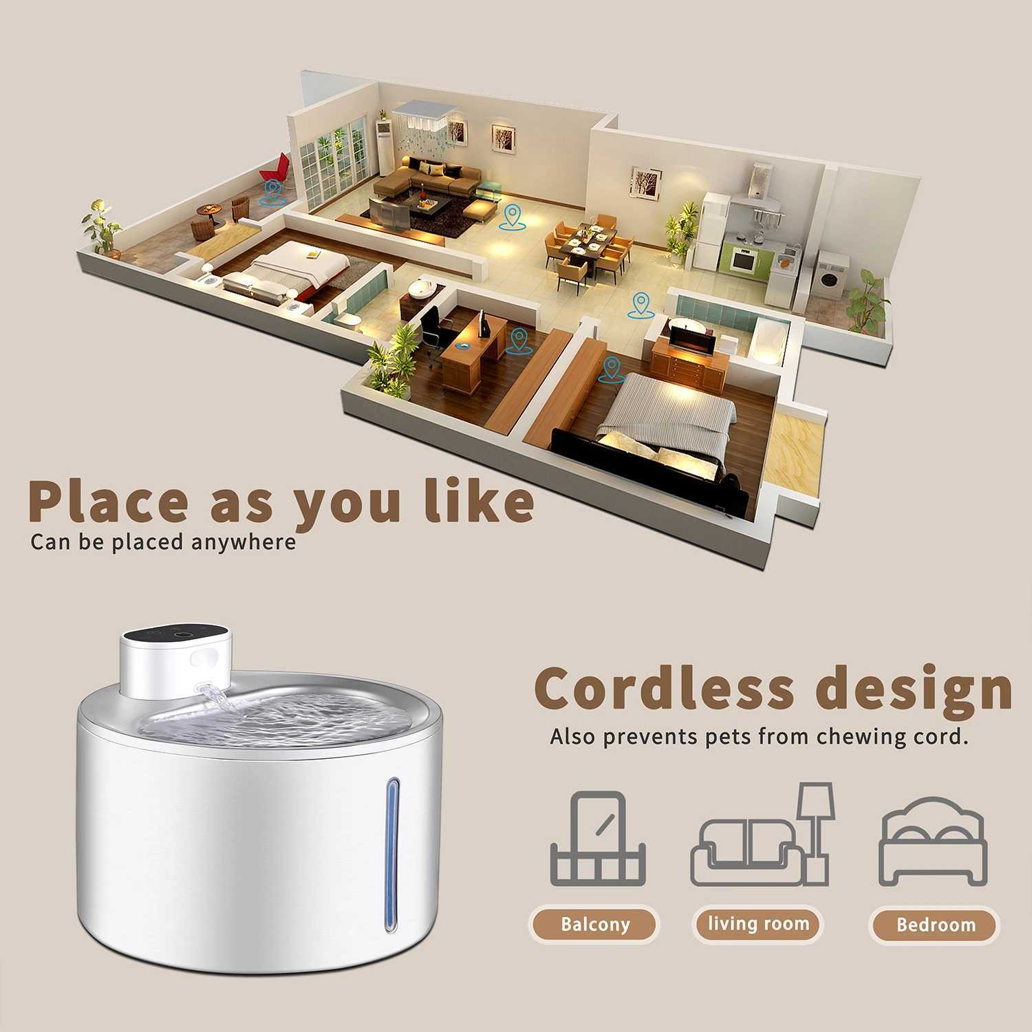 4L Cat Water Fountain Automatic Wireless USB Pet Drinker Battery Sensor 2 in 1 Dispenser drinking fountain for cat dog M251204