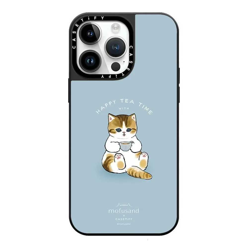 CASETi Able Cat Holding Peach Mirror Phone Case Cpatible for iPhone 15 pro Max Cute Design Mobile Phone Shell Protector H251203