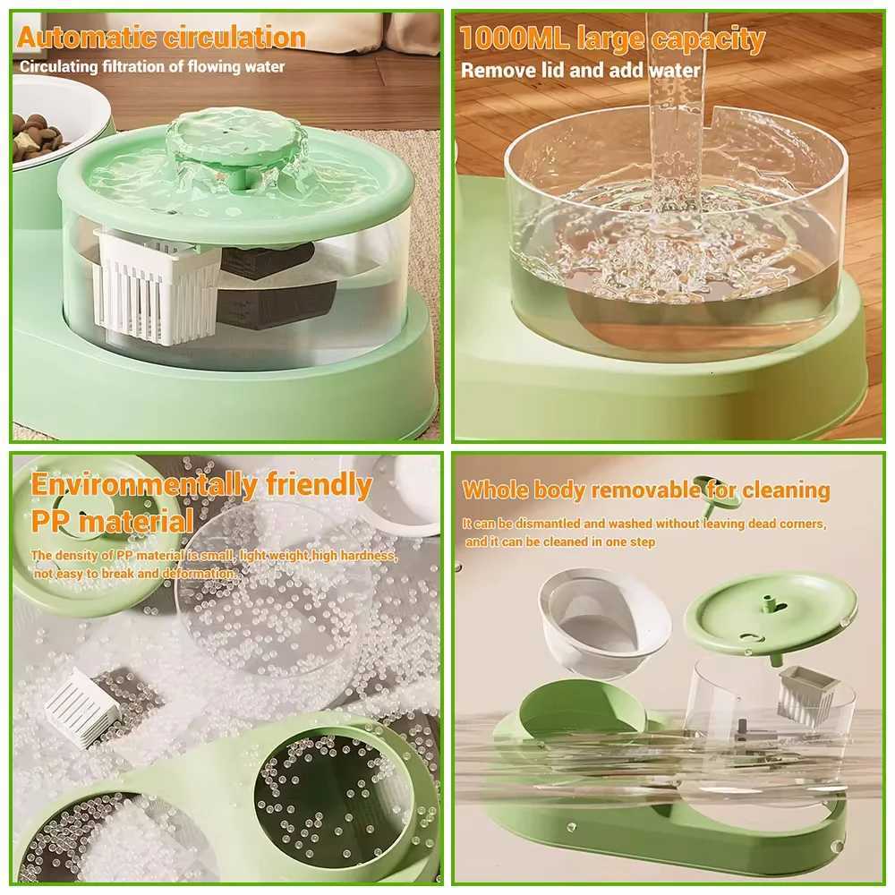 2-in-1 Pets Water Fountain Auto Filter Mute Cat Drinker Bowl Pet Feeder Recirculate Filtring Drinker for Cat Feeder Accessories M251204