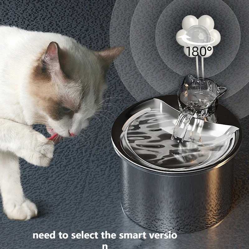 Stainless Steel Automatic Filter Cat Water Fountain Pet Water Dispenser Smart Pet Drinking Fountain With Faucet Feeders Drinker M251204