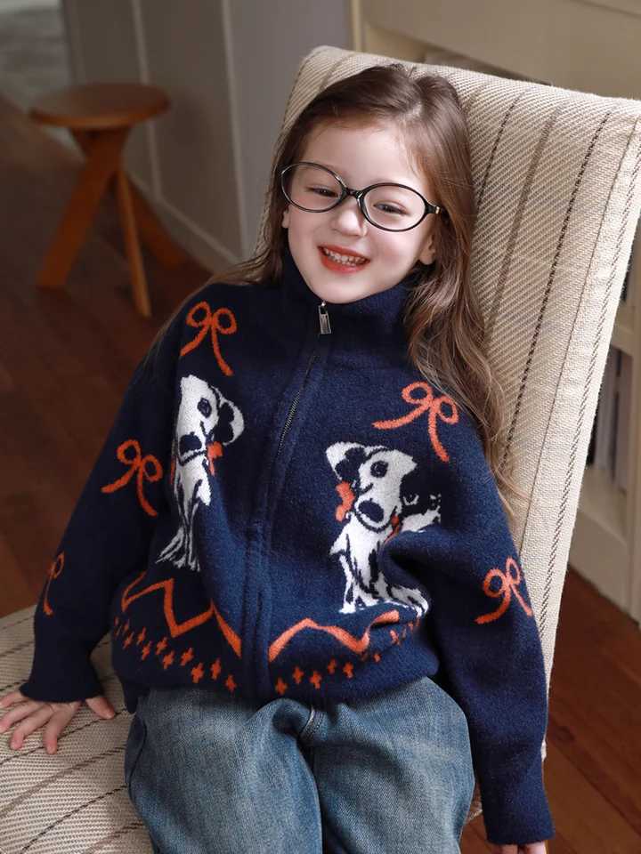 Girls Sweater Winter New Niche Art Childrens Knitted JacketW251204