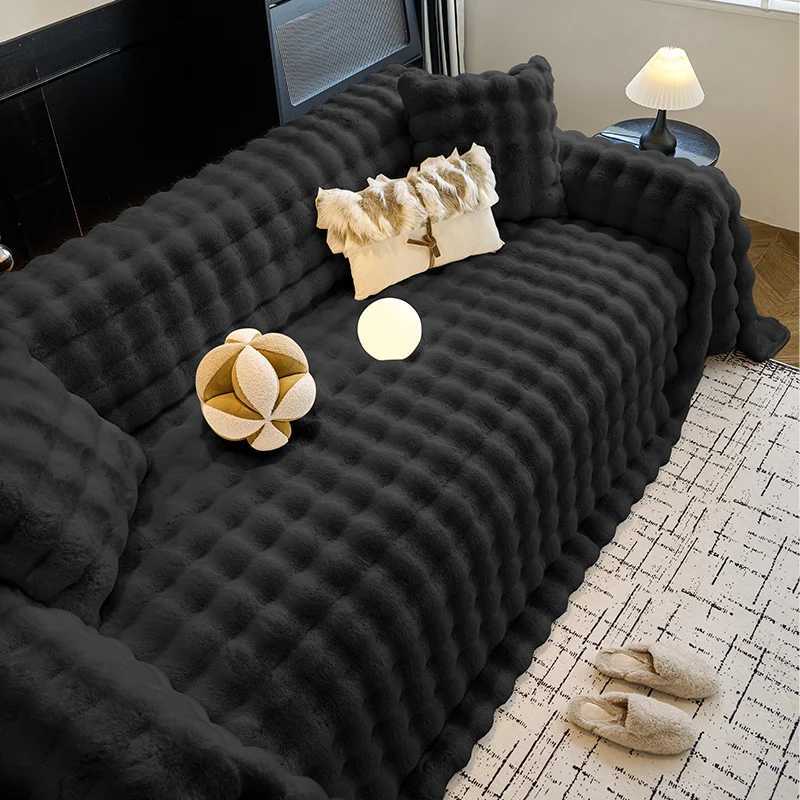1PC-Plush sofa towel sofa cover integrated winter plush thick anti slip all inclusive universal sofa towel M251204 - view 7