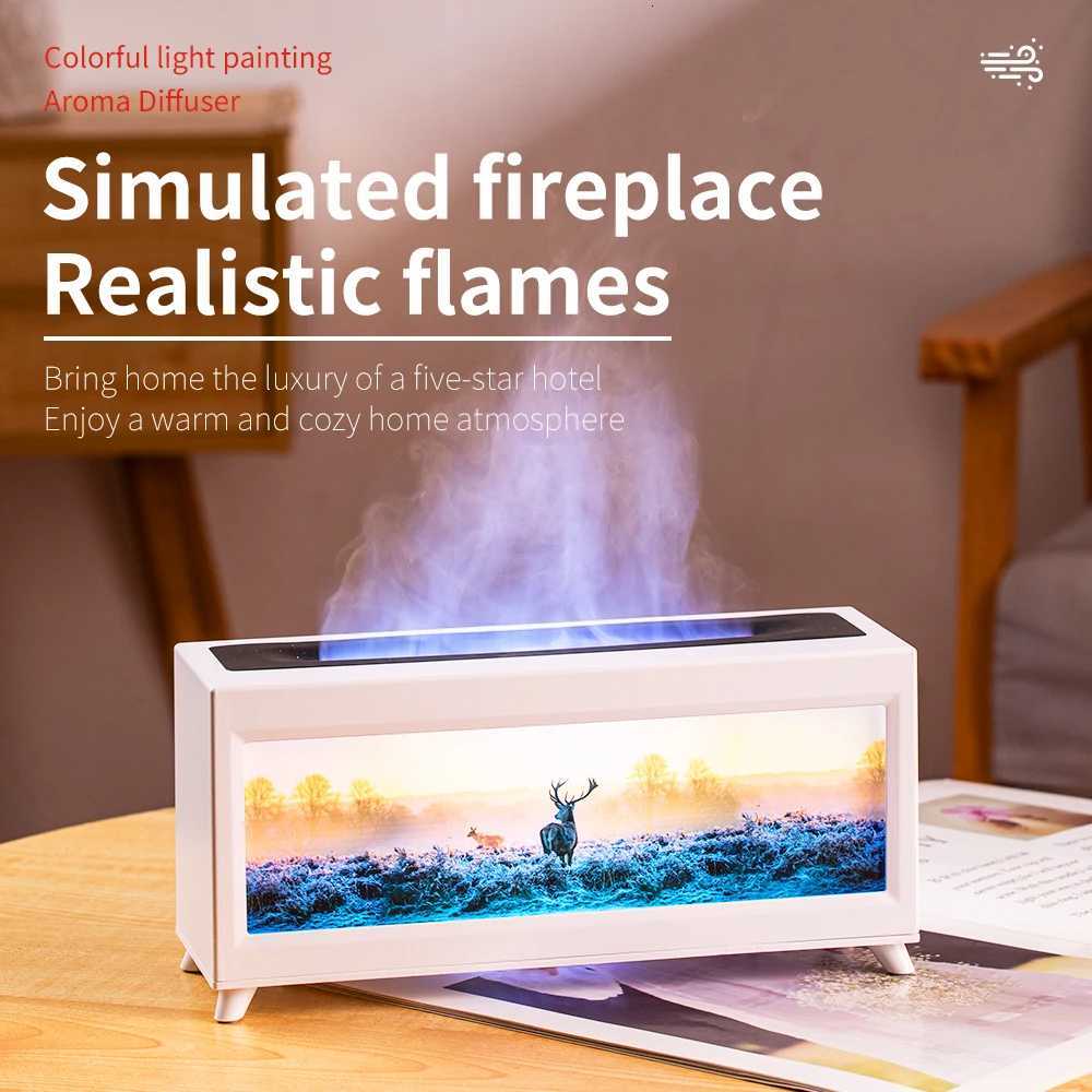 1PC EU Wall Plug Simated Flame Ara Diffuser also Mini Air Humidifier with Colorf Lights and 3-ll Timing for He C251204