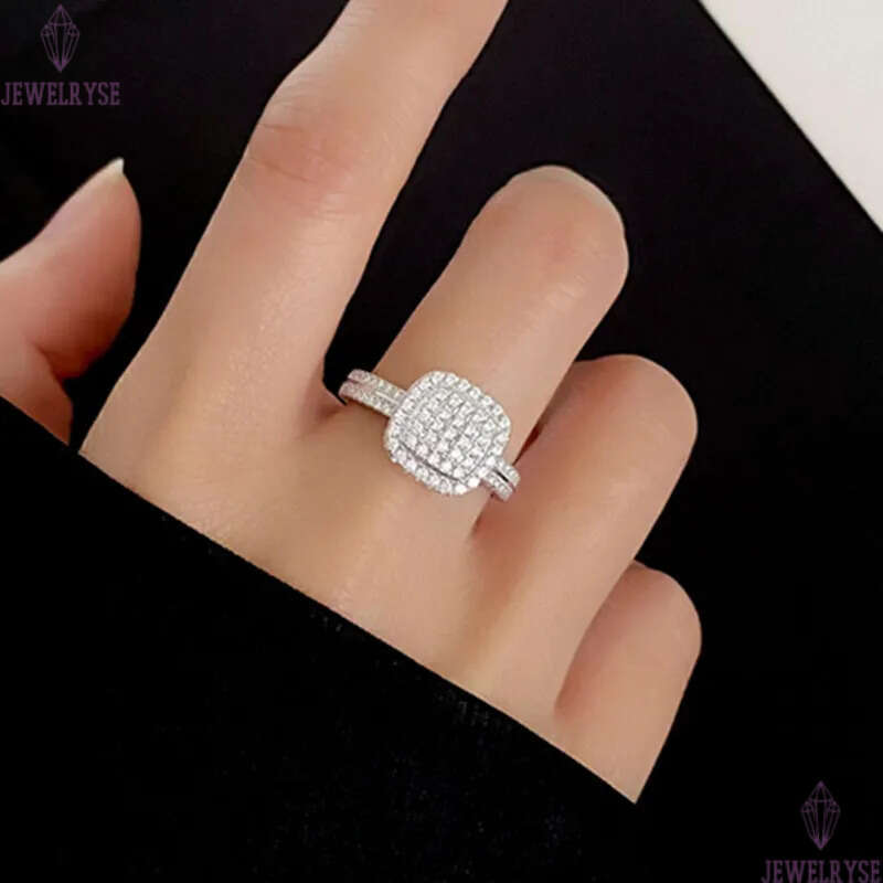 classic square full 5A cubic zirconia s925 sterling silver ring for woman party diamond luxury designer engagement wedding rings womens jewelry size 5