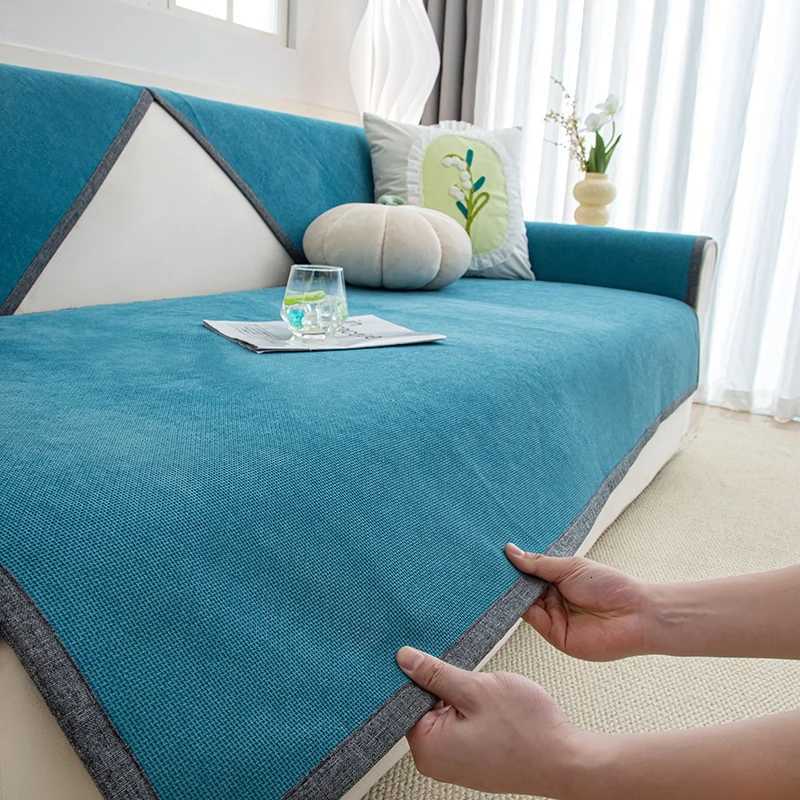 Solid Non-slip Sofa Cover Chaise Longue Slipcovers Armchair Sofa Towel Protector Couch Cover For Living Room 1/2/3/4/5 Seater M251204 - view 6