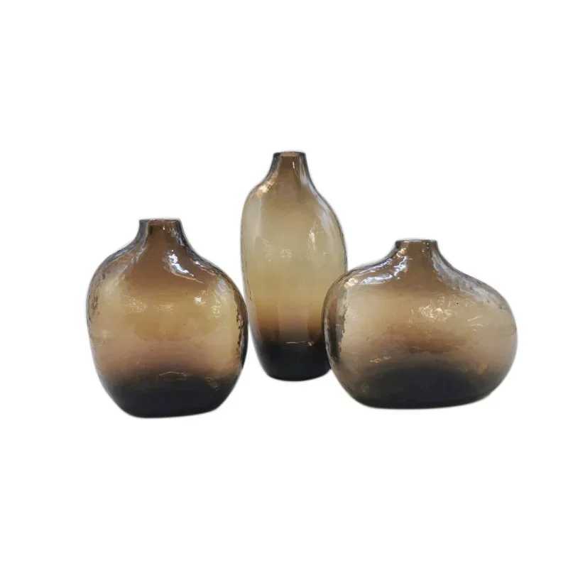 Zen-inspired Hammered Vase Irregar Geetric Small Mouth Single Flower Holder Living Ro Flower Arrangement He Decor H251204