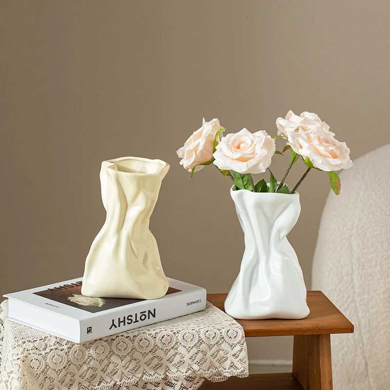 Shell Plastic Vase He Decor Folding Hydroponic Flower Arrangement Vase Imitation Ceramic Landscape Art Flower Pot Decoration H251204
