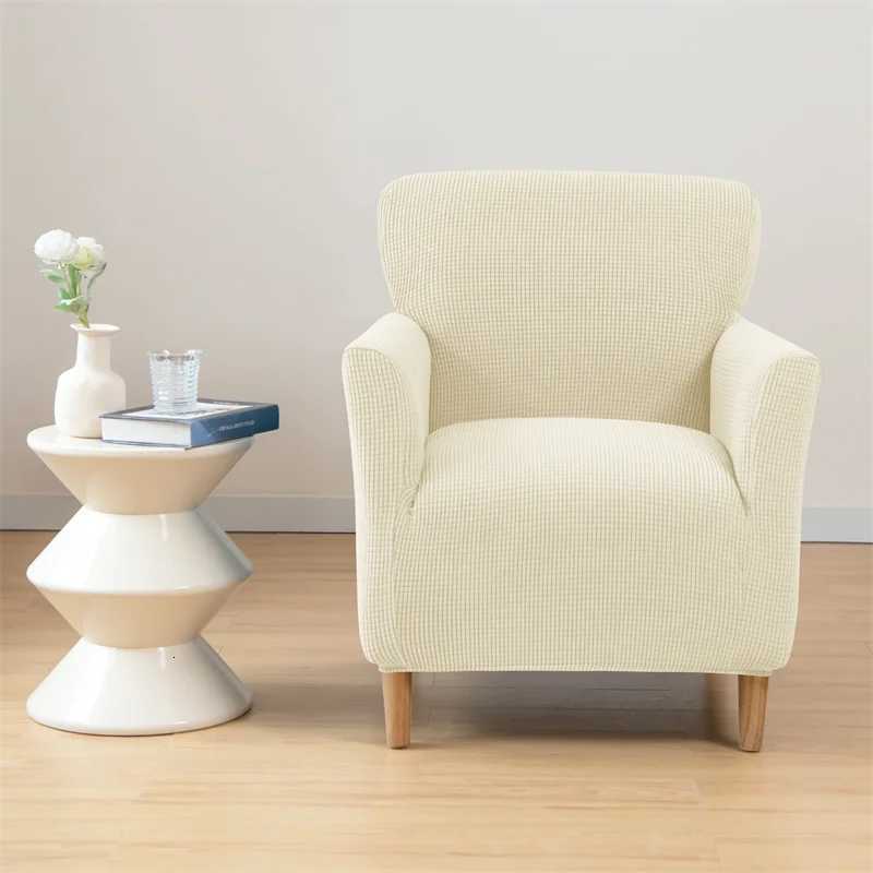 Polar Fleece Tub Club Chair Cover Spandex Armchair Slipcovers for Living Room Elastic Single Sofa Covers Home Bar Counter Hotel M251204 - view 6