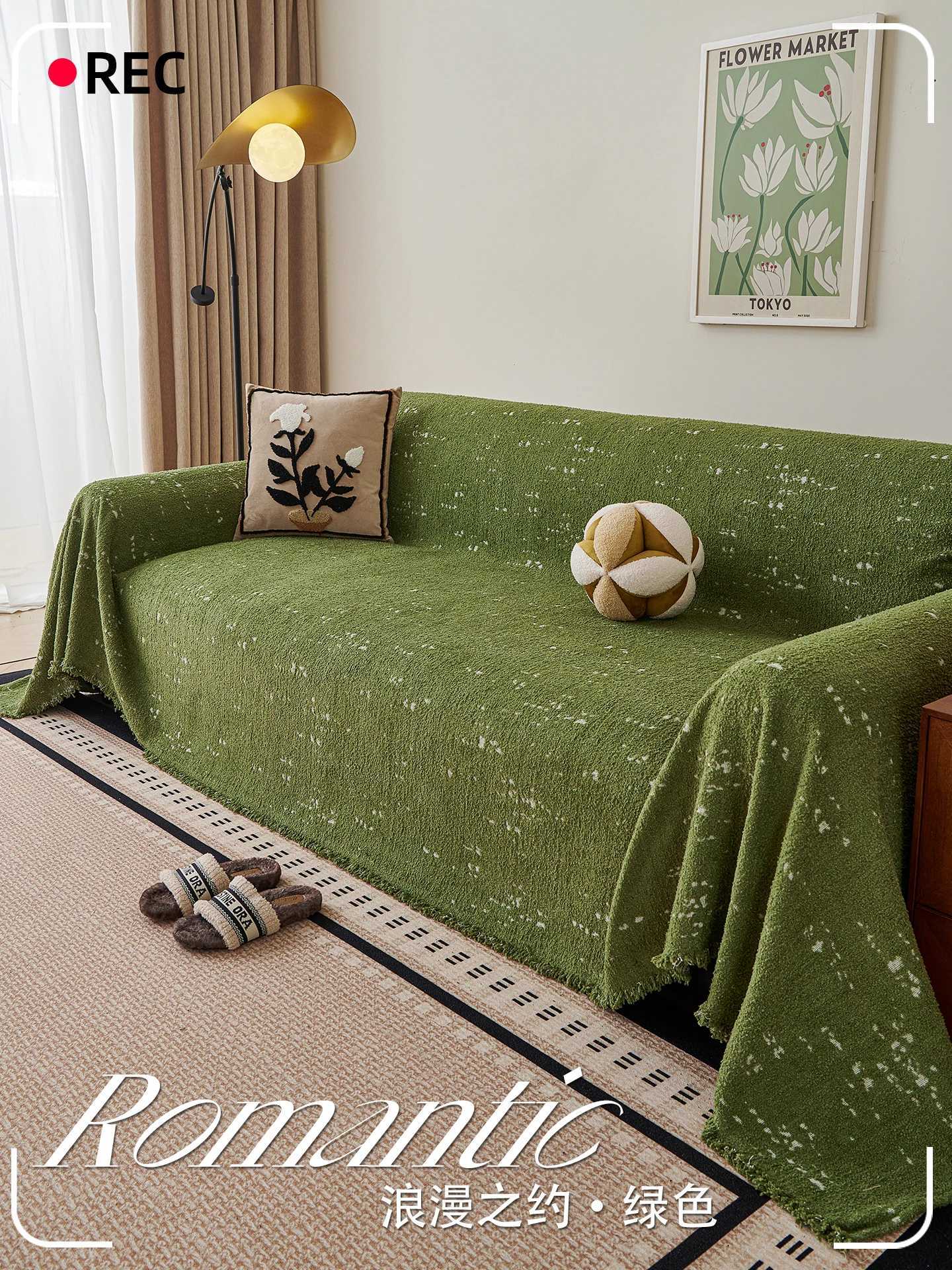 Green Thick Cat Proof Sofa Cover Chenille Full Coverage Reversible Protector for 2/3/4 Seater Couch M251204 - view 3