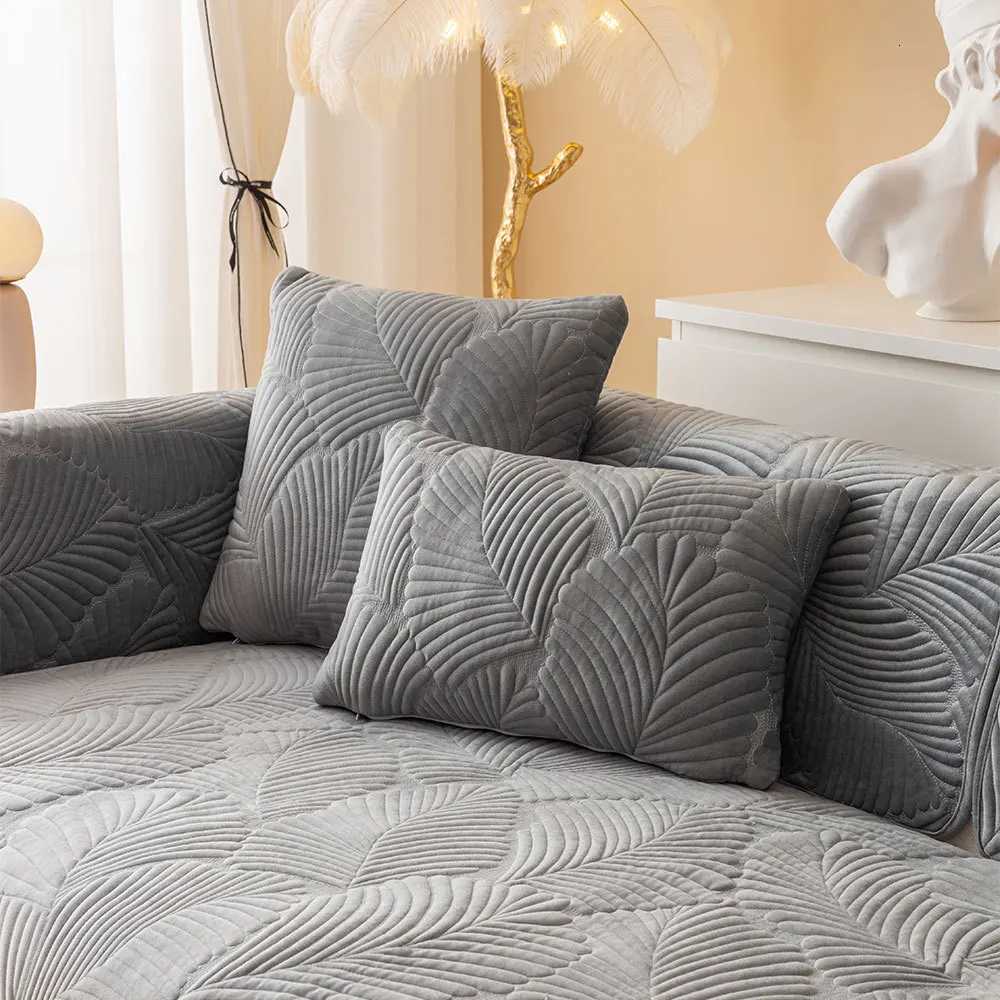 Spring Jacquard Sofa Cushion Solid Color Plush Banana Leaf Sofa Cushion Living Room Sofa Cover Cushion Towel Non-Slip Thickening M251204 - view 4