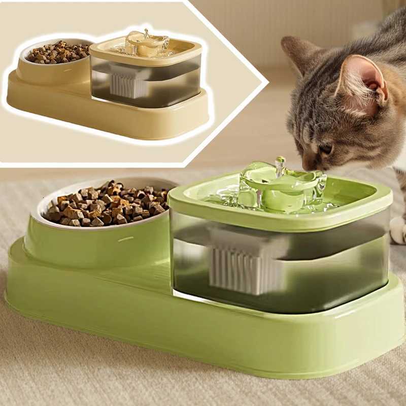 2-in-1 Pets Water Fountain Auto Filter Mute Cat Drinker Bowl Pet Feeder Recirculate Filtring Drinker for Cat Feeder Accessories M251204