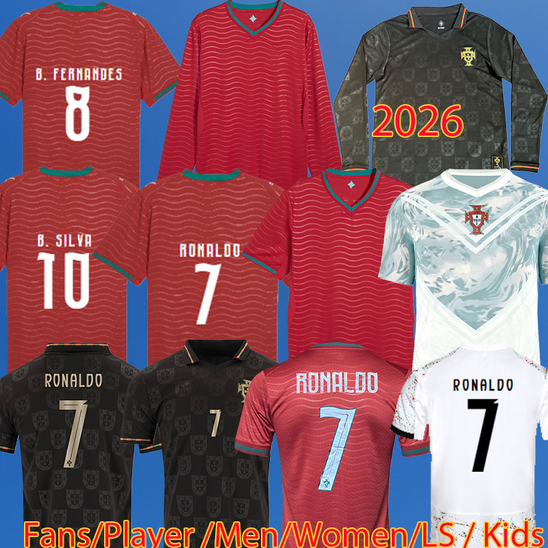 2026 Portuguesa RONALDO soccer jerseys Player FERNANDES 2025 Portuguese football shirt Men Kids kit sets Authentic Portugal BERNARDO Maillot Foot jersey world cup