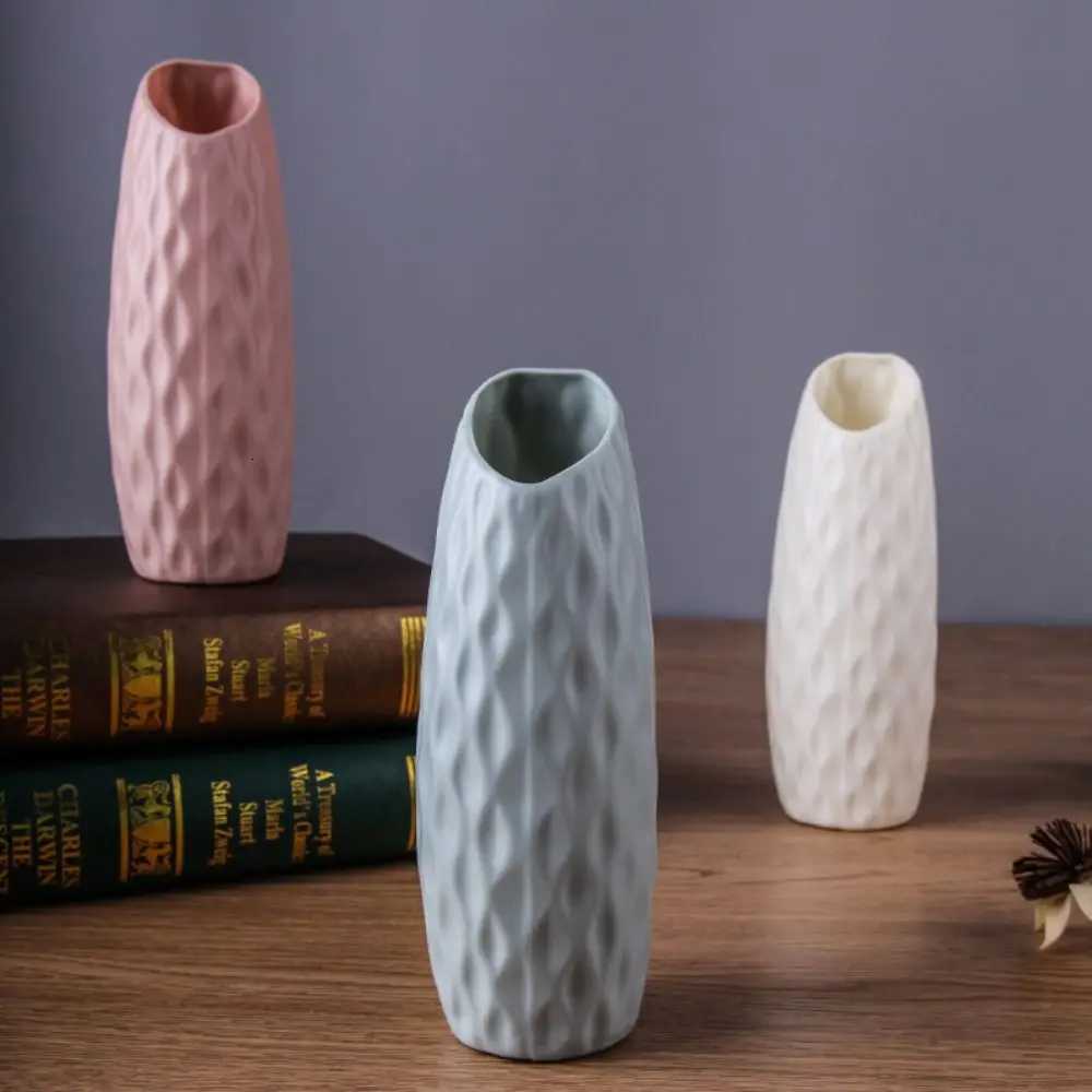 He Decor Plastic Vases Imitation Ceramic Flower Arrangement Flower Pot Decoration Desktop Ornament Living Ro H251204
