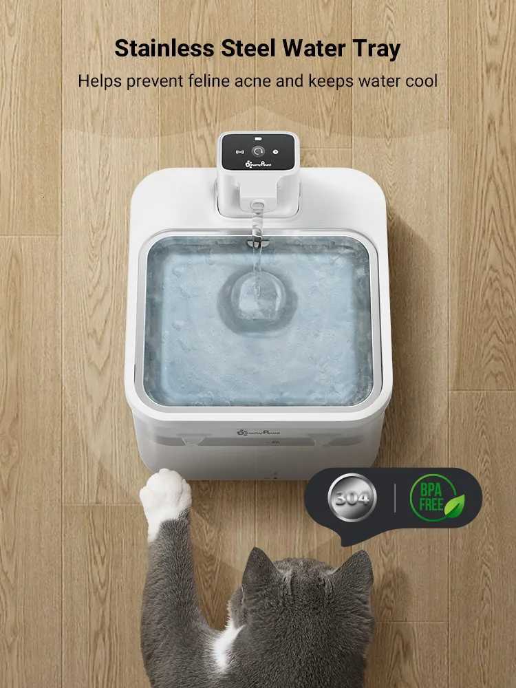 DownyPaws 25L Automatic Stainless Steel Cat Water Fountain 4000mAh Wireless Pet Drinker Battery Sensor 2 in 1 Dispenser M251204 - view 4