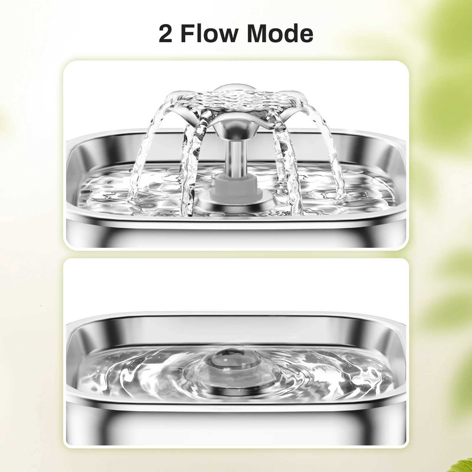 26L Automatic Cat Water Fountain Stainless Steel Pet Water Feeder Dog Water Fountain with window 2 Flow Mode No 5V 1A Plug M251204