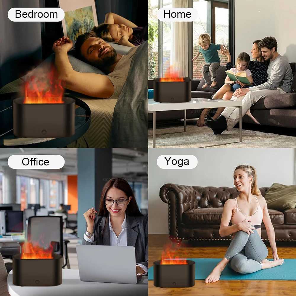 Ara Diffuser Flame Air Humidifier USB Desktop for Household Bedro Fragrance Essential Oil Diffuser with Colorf Night Light C251204