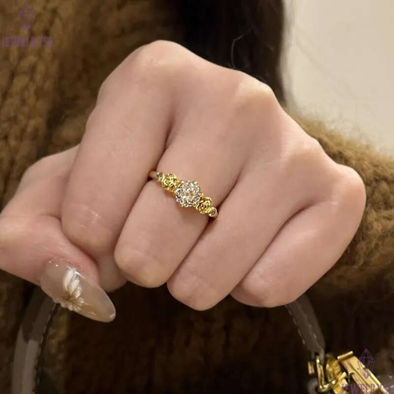 original 1ct s925 sterling silver rose cut designer ring for woman wedding party 5A cubic zirconia luxury engagement diamond 18k gold rings jewelry si