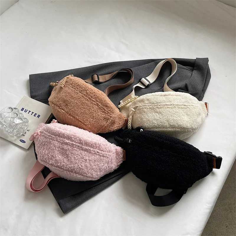 2024 Winter New Velvet Solid Color Waist Bag Zipper Popular Casual Chest Bag Soft Versatile Commuting Designer Crossbody BagT251204