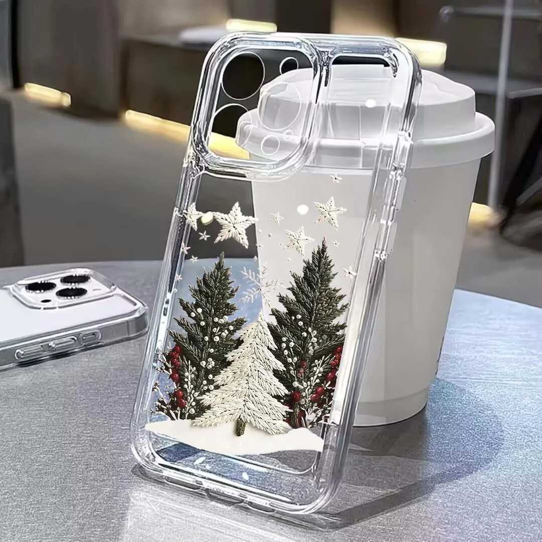 Trendy New Year Christmas Tree Snowman Transparent Phone Case For IPhone 16 15 17 11 13 14 Pro Max Plus 17 Air 12 Mini 16E Cover H251203