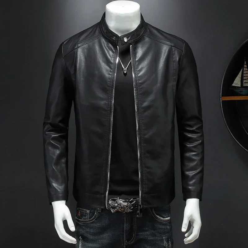 Mens motorcycle leather jacket autumn/winter 2025 new casual versatile slim fit American outdoor fashion trend leather jacketT251204