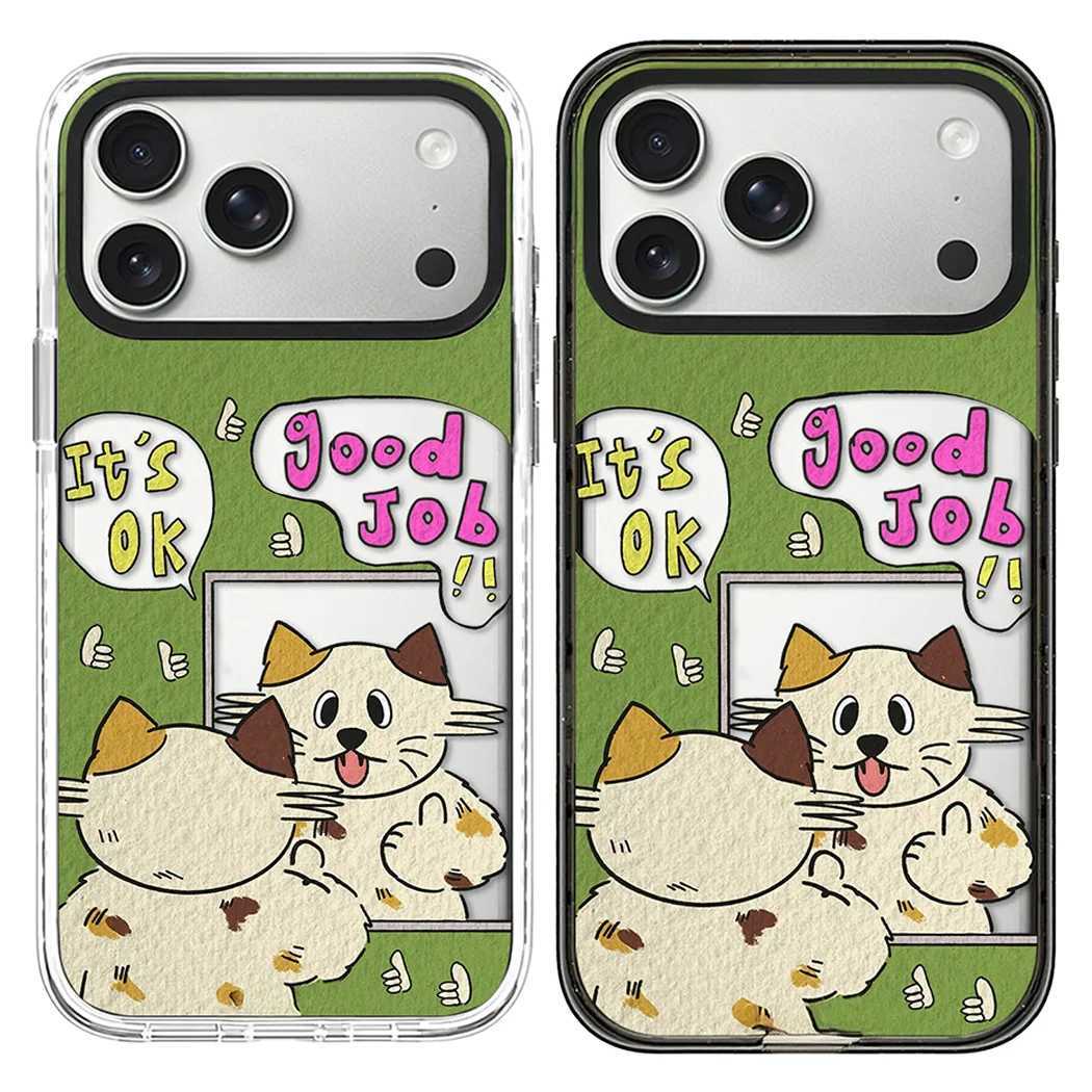 Magic Power Cat Acrylic Black White Border Magnetic Case Cpatible with IPhone 17 16 15 14 13 12 Pro Max 17 Air H251203