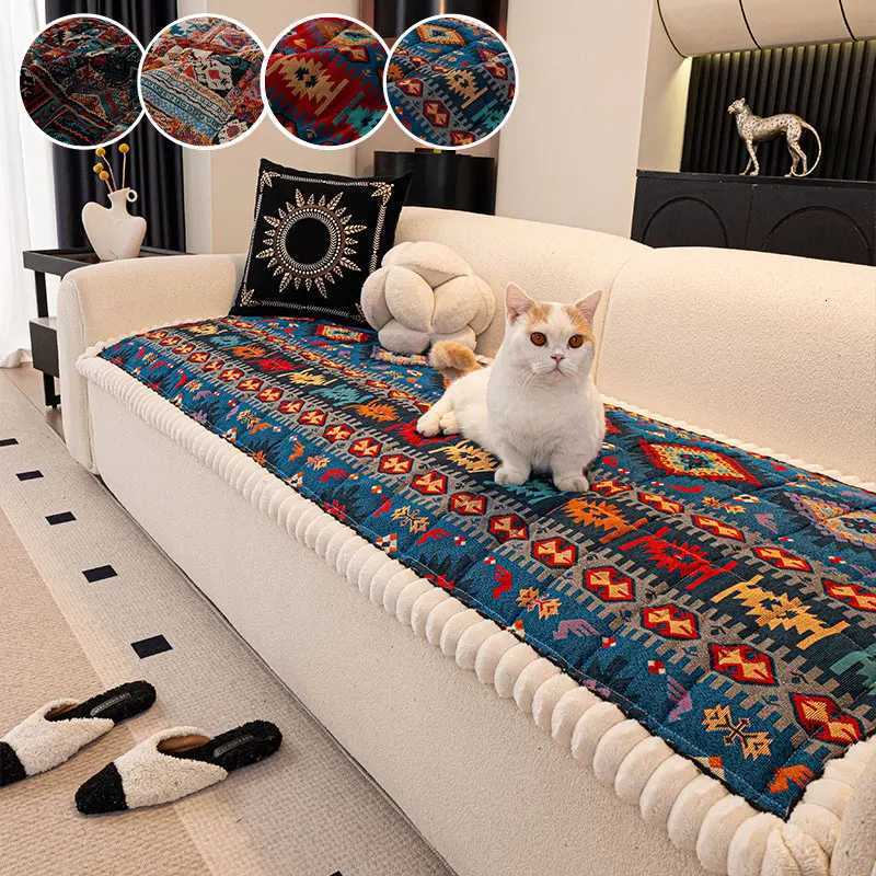 1PC-Autumn and winter thick Bohemian style anti slip sofa cushion 2025 new simple and high-end ethnic style cushion M251204 - view 6