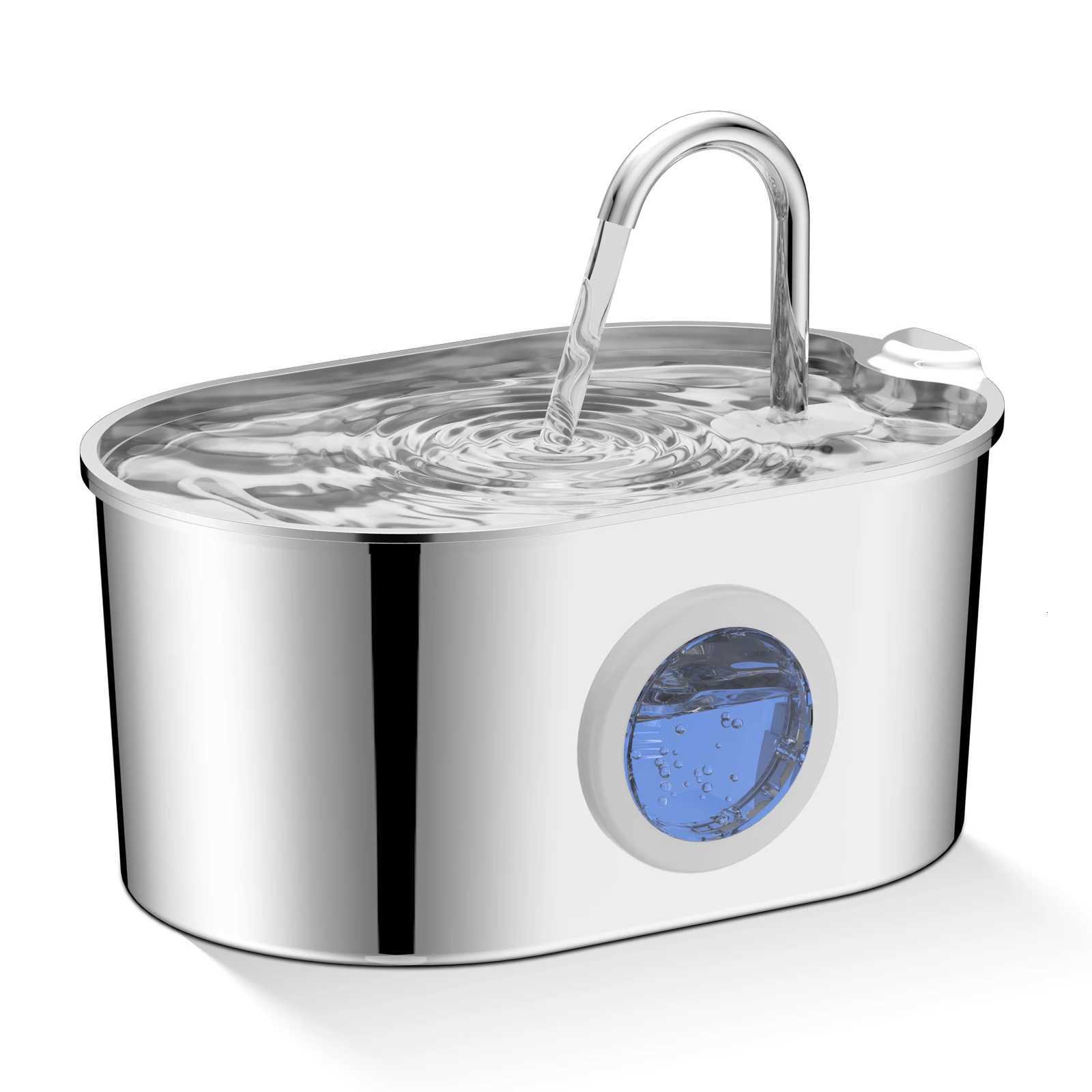 Stainless steel cat fountain 74 oz/22 liters with water level windows and silent water pump for cats and puppies M251204
