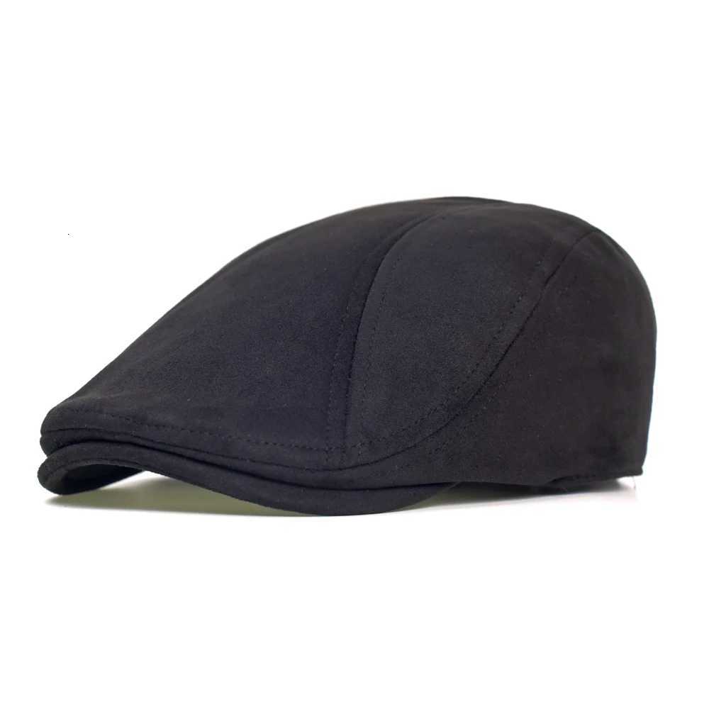 Winter Autumn Vintage Newsboy Cap Hat Men Women Casual Beret Solid Cap PU Leather Flat CapsXJ251204 - view 6