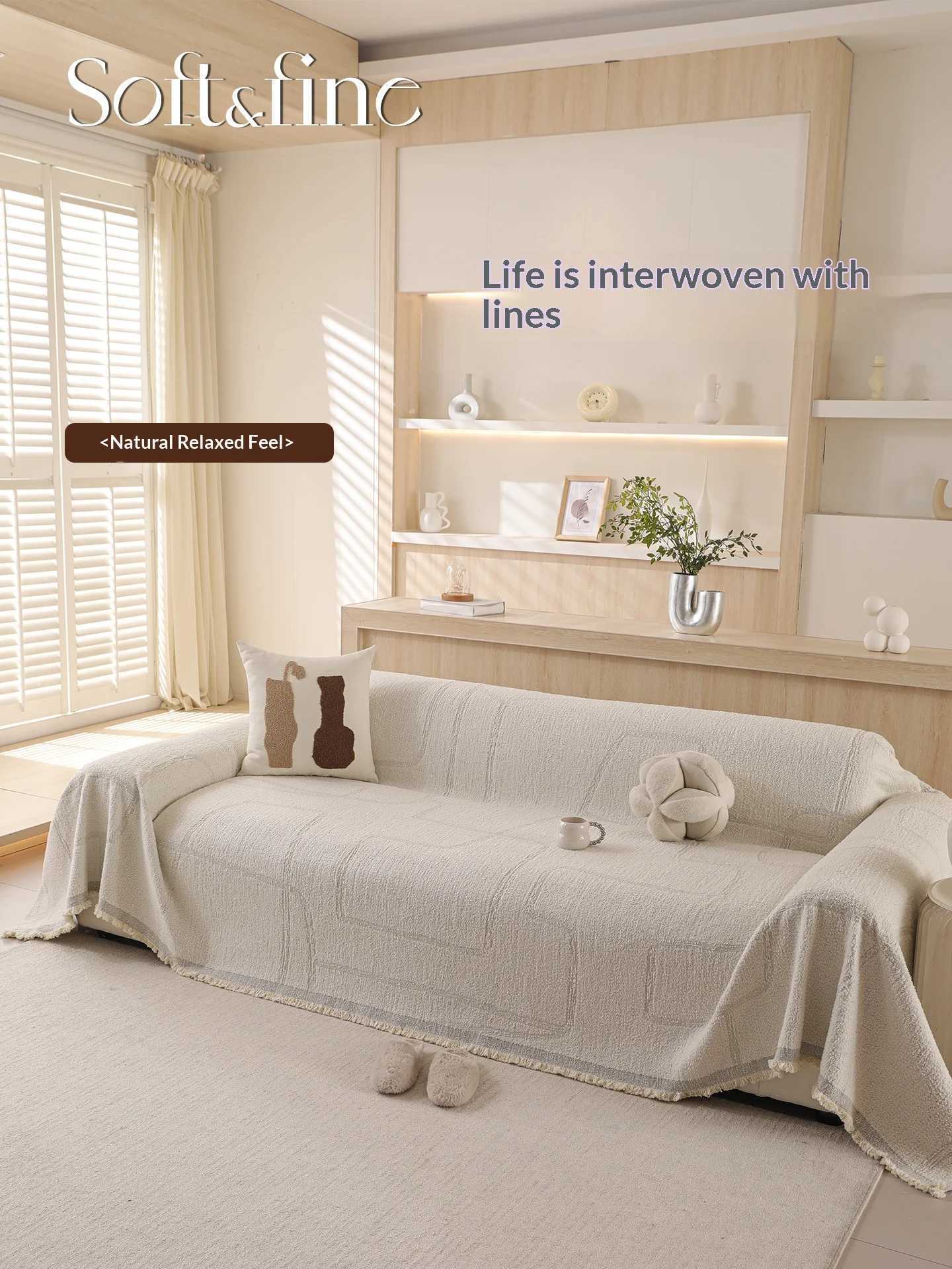 One Piece Full Protection Sofa Cover Embossed Brown Chenille Cat Proof Blanket for L Shape Loveseat M251204 - view 7