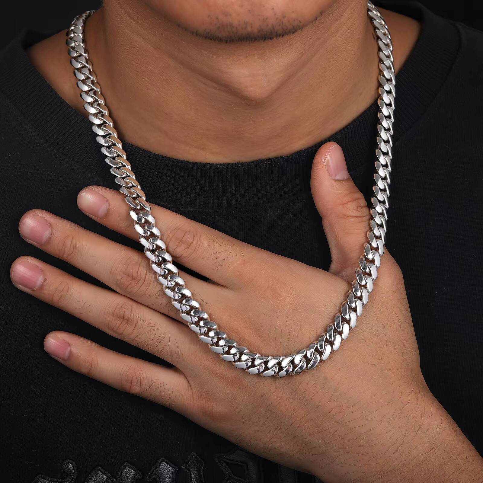 Dropshipping Handmade 6-10mm Miami Cuban Link Chain Fashion Pure 925 Sterling Silver Hip Hop Jewelry Cubana Cuban Necklace Men