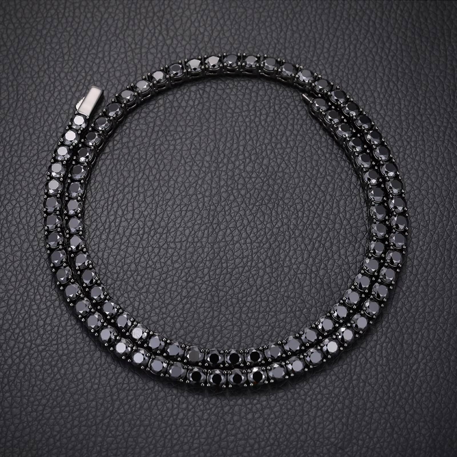 Kolye Unique Design 5mm Black VVS Moissanite DIamond Tennis Chain GRA Certificate S925 Silver Men Jewelry Necklace for Man